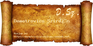 Demetrovics Szirén névjegykártya